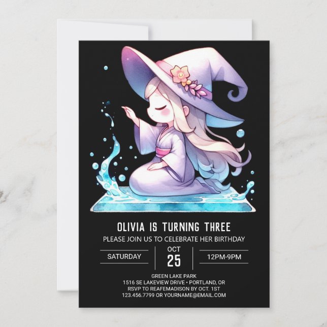 Minimalist Happy Wizard Birthday Invitation (Front)
