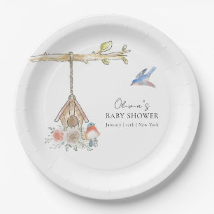 Minimalist Hatching Soon Bird Nest Baby Shower Paper Plates