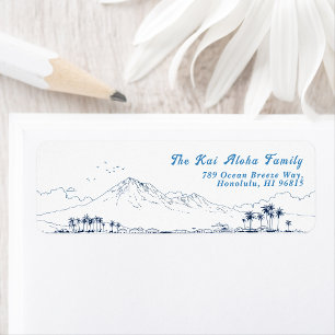 Minimalist Hawaii Mountain Return Customizable Label