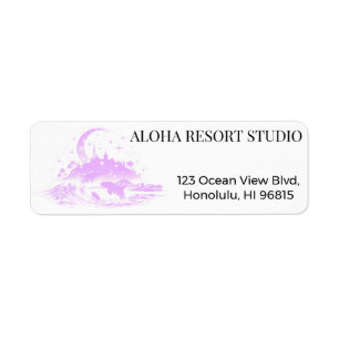 Minimalist Hawaiian Night Purple Tropical Return  Label