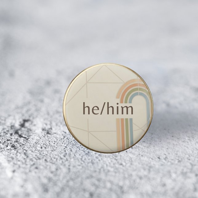 Minimalist He/Him Pronoun LGBTQ Pride Pin (Creator Uploaded)