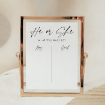 Minimalist He or She Baby Shower Sign