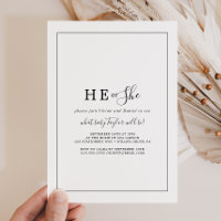 Minimalist He or She Gender Reveal Party Invitation