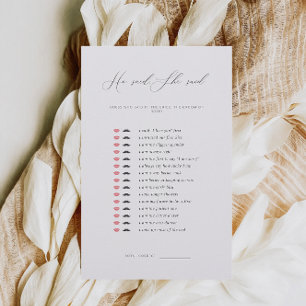 Minimalist He Said She Said Bridal Shower Game