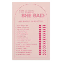 Minimalist he said she said bridal shower game flyer