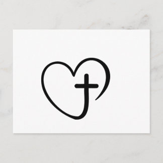 Minimalist Heart and Cross Faith Design Postcard