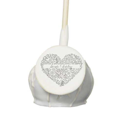 Minimalist Heart Bridal Shower White Cake Pop