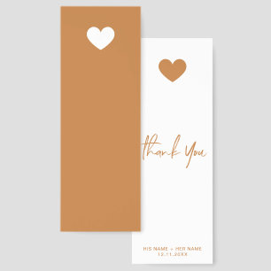 Minimalist Heart Bronze Script Thank You Bookmarks