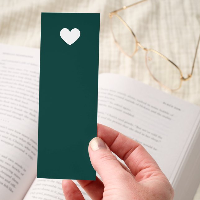 Minimalist Heart Dark Green Script Thank You Bookmarks (Hand)