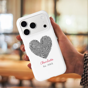 Minimalist Heart Fingerprint Personalized Name iPhone 17 Pro Case