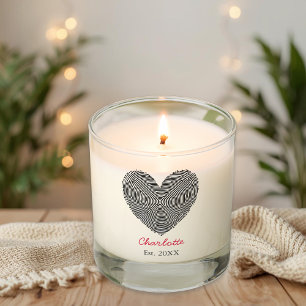 Minimalist Heart Fingerprint Personalized Name Scented Candle
