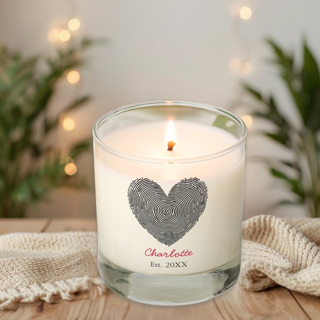 Minimalist Heart Fingerprint Personalized Name Scented Candle (Creator Uploaded)