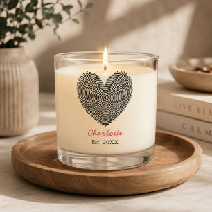 Minimalist Heart Fingerprint Personalized Name Scented Candle
