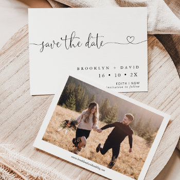 Minimalist Heart Font Wedding Save The Date Card by figtreedesign at Zazzle