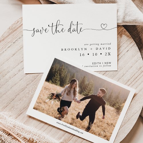 Minimalist Heart Font Wedding Save The Date Card