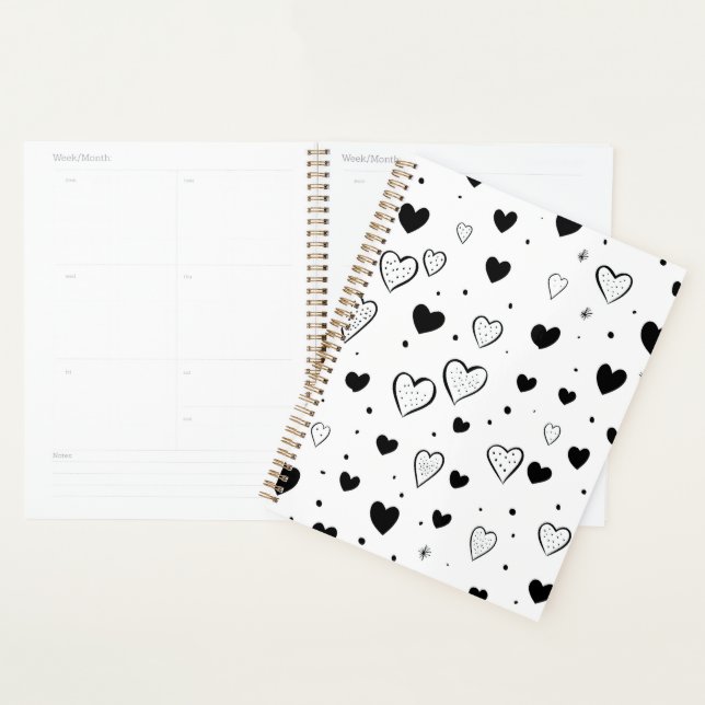 Minimalist Heart Notebook – Black and White Cute (Display)