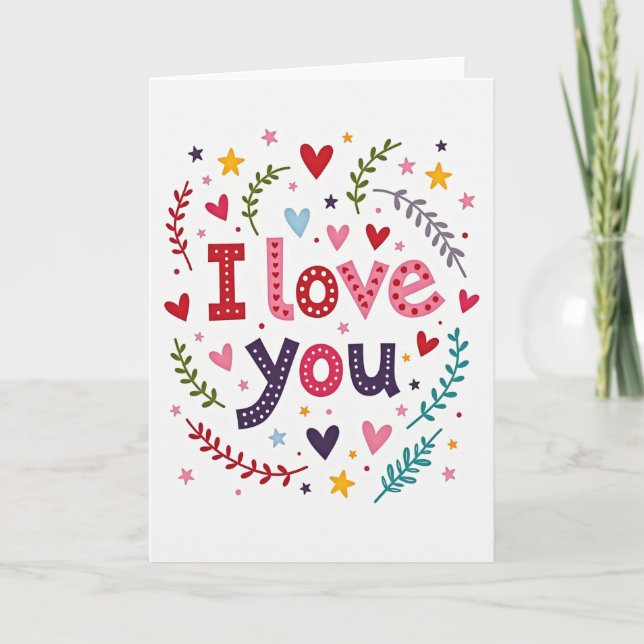 Minimalist Heart Pattern I Love You Card (Front)