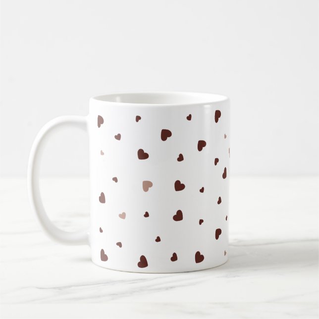Minimalist Heart Pattern Mug – Cute Aesthetic Coff (Left)