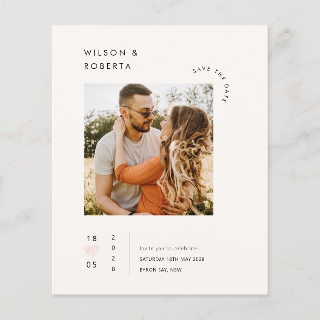 Minimalist heart photo Save the Date Invitation Flyer (Front)