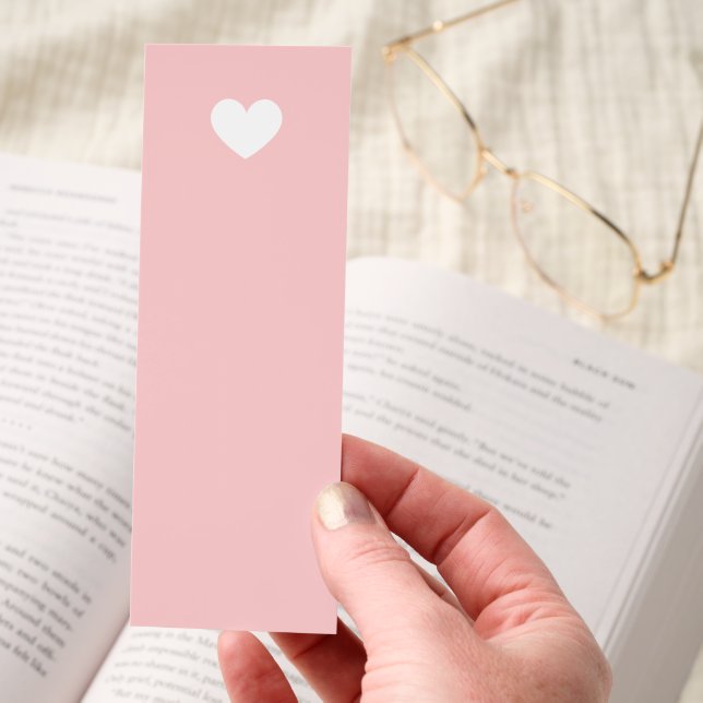 Minimalist Heart Pink Script Thank You Bookmarks (Hand)