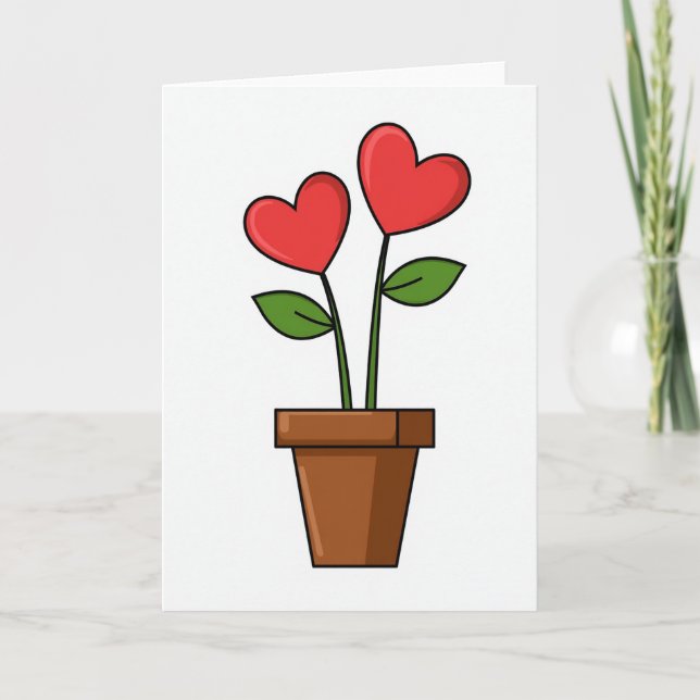 Minimalist Heart Plants Card (Front)