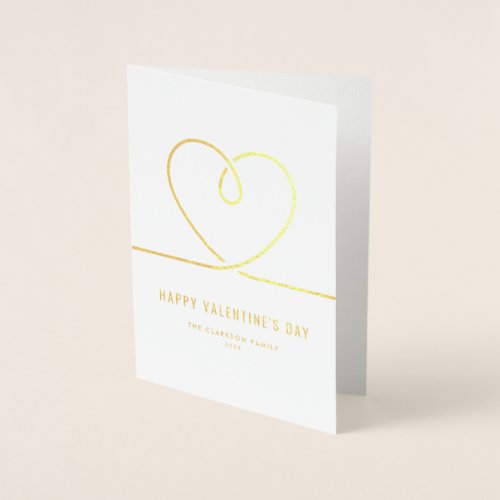 Minimalist Heart Red Happy Valentines Day Foil Card