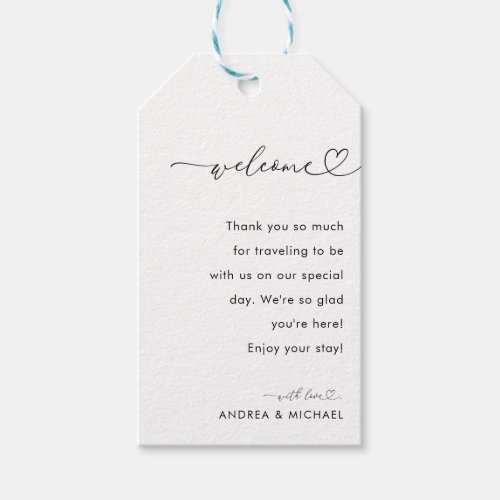Minimalist Heart Script Delicate Wedding Welcome Gift Tags