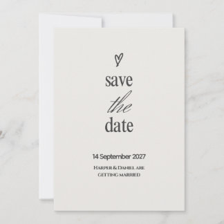 Minimalist Heart Script Save the Date Card