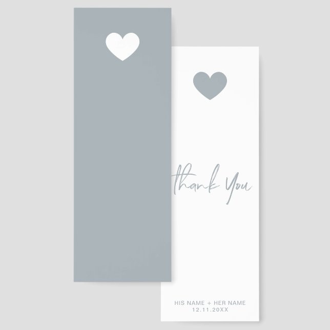Minimalist Heart Silver Script Thank You Bookmarks (Front & Back)