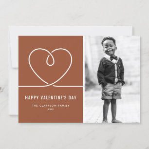 Minimalist Heart Terracotta Valentine's Day Photo Holiday Card