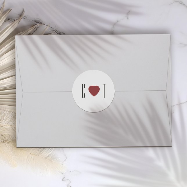 Minimalist Heart Wedding Classic Round Sticker (Creator Uploaded)
