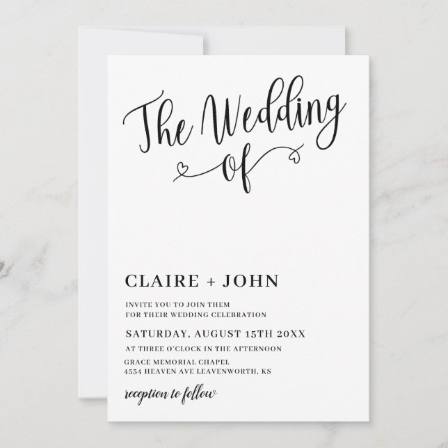 Minimalist Heart Wedding of Invitation (Front)