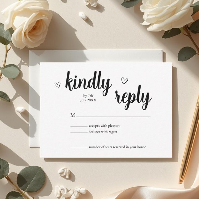 Minimalist Heart Wedding RSVP Card (Creator Uploaded)