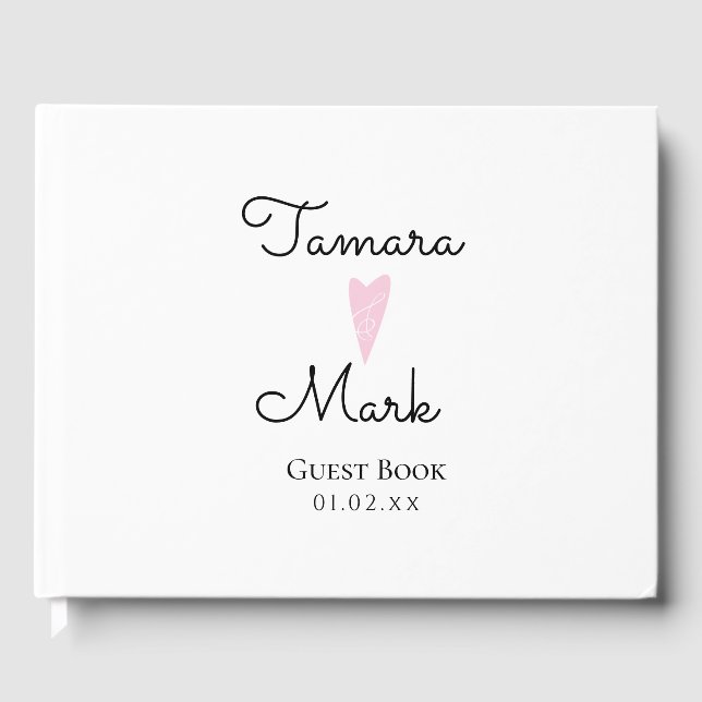 Minimalist Heart Wedding Simple Script Guest Book (Front)
