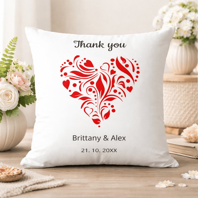 Minimalist Heart Wedding Thank You – Custom Throw Pillow (Creator Uploaded)