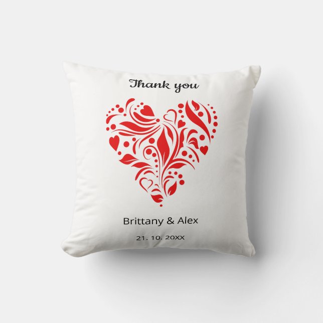 Minimalist Heart Wedding Thank You – Custom Throw Pillow (Front)