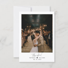 Minimalist heart with photo Wedding Thank You Card