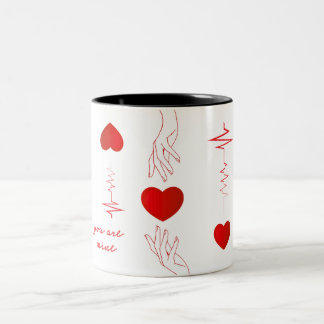 Minimalist Heartbeat and Hands Love Mug – Romantic