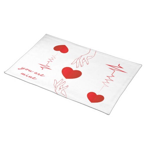 Minimalist Heartbeat and Hands Love Mug – Romantic Cloth Placemat