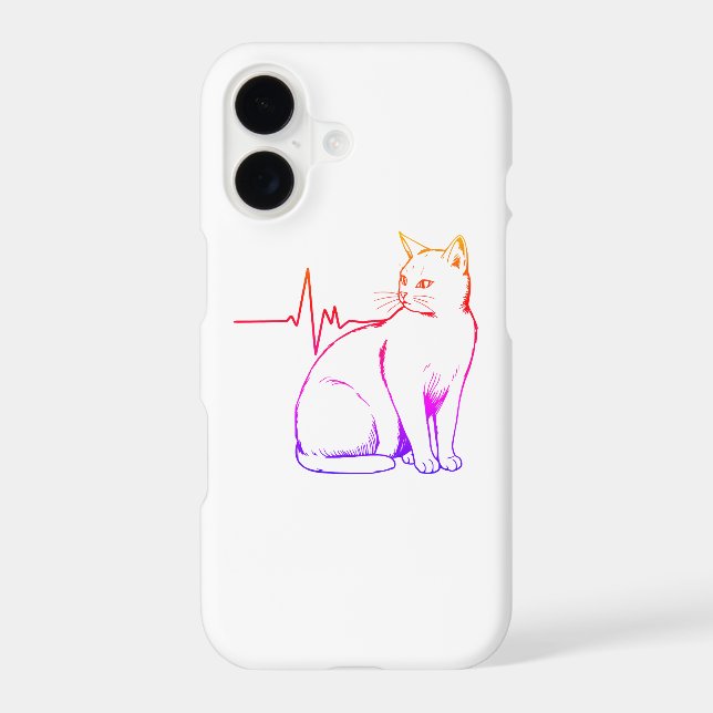 Minimalist Heartbeat Cat Case-Mate iPhone Case (Back)