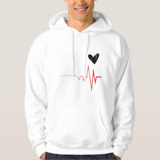Minimalist Heartbeat & Heart Design Hoodie T-Shirt