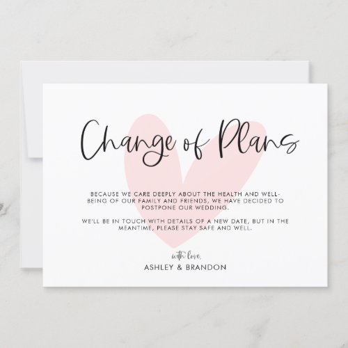 Minimalist HeartChange of Plans Wedding Invitation