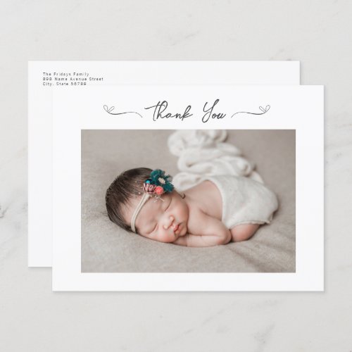 Minimalist Hearts Baby Shower Thank You Baby Photo Postcard