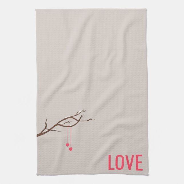 Minimalist Hearts in a Tree Valentine's design Kitchen Towel (Vertical)