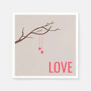 Minimalist Hearts in a Tree Valentine's design Napkins
