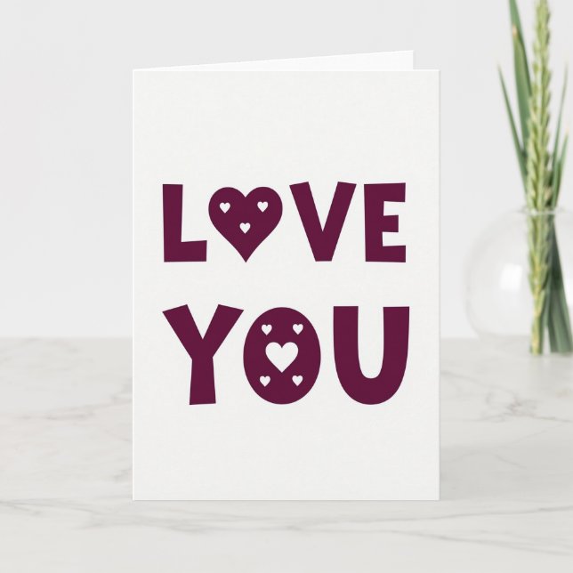 Minimalist Hearts Love You Card (Front)