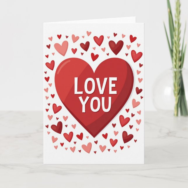 Minimalist Hearts Love You Elegant Card (Front)