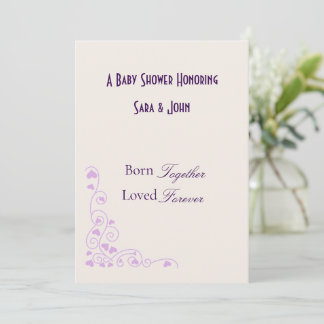 Minimalist Hearts Twin Love Baby Shower Invitation