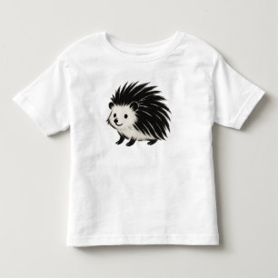 Minimalist Hedgehog – Black Ink Animal Design on Toddler T-shirt