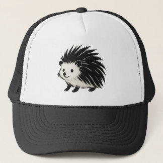 Minimalist Hedgehog – Black Ink Animal Design on  Trucker Hat